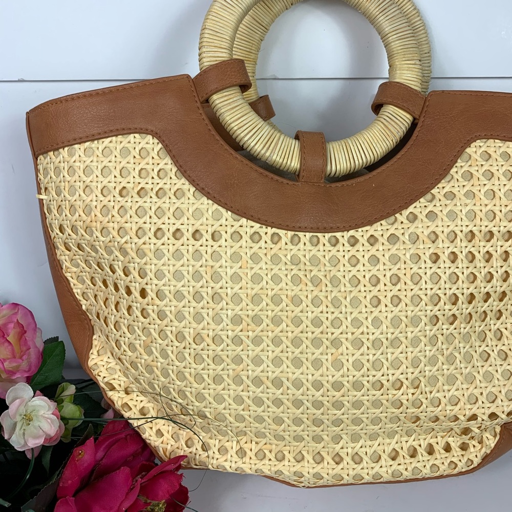 Universal Thread Natural Straw Drawstring Handbag - image 5